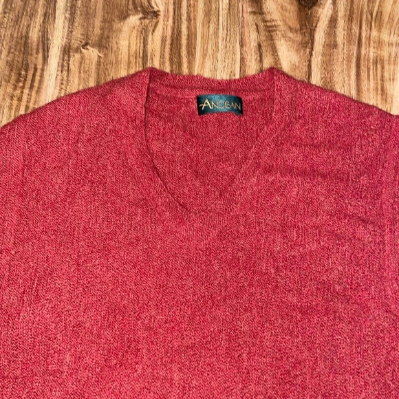 Andean men’s vest medium alpaca wool sweater red orange vneck stretch trend - Picture 2 of 5